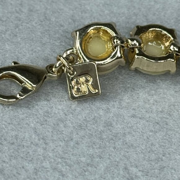 Banana Republic Beaded Statement Necklace Pale Honey Faceted Prong Set Gold Tone - Picture 8 of 8